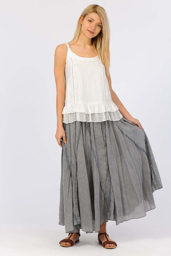 100% Cotton Sandwash Skirt - Charcoal/Grey